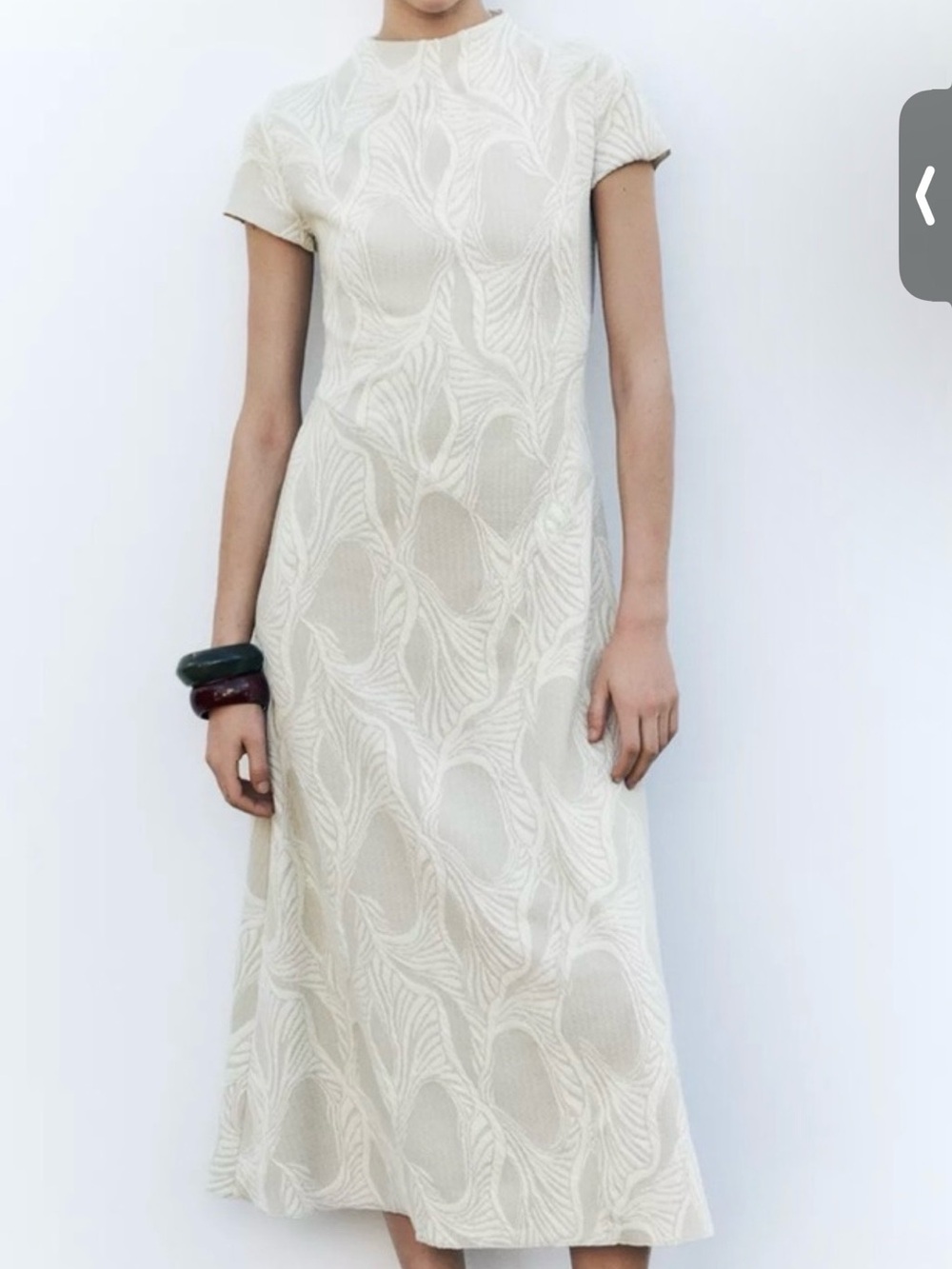 Zara Cream Short-Sleeve Midi Dress